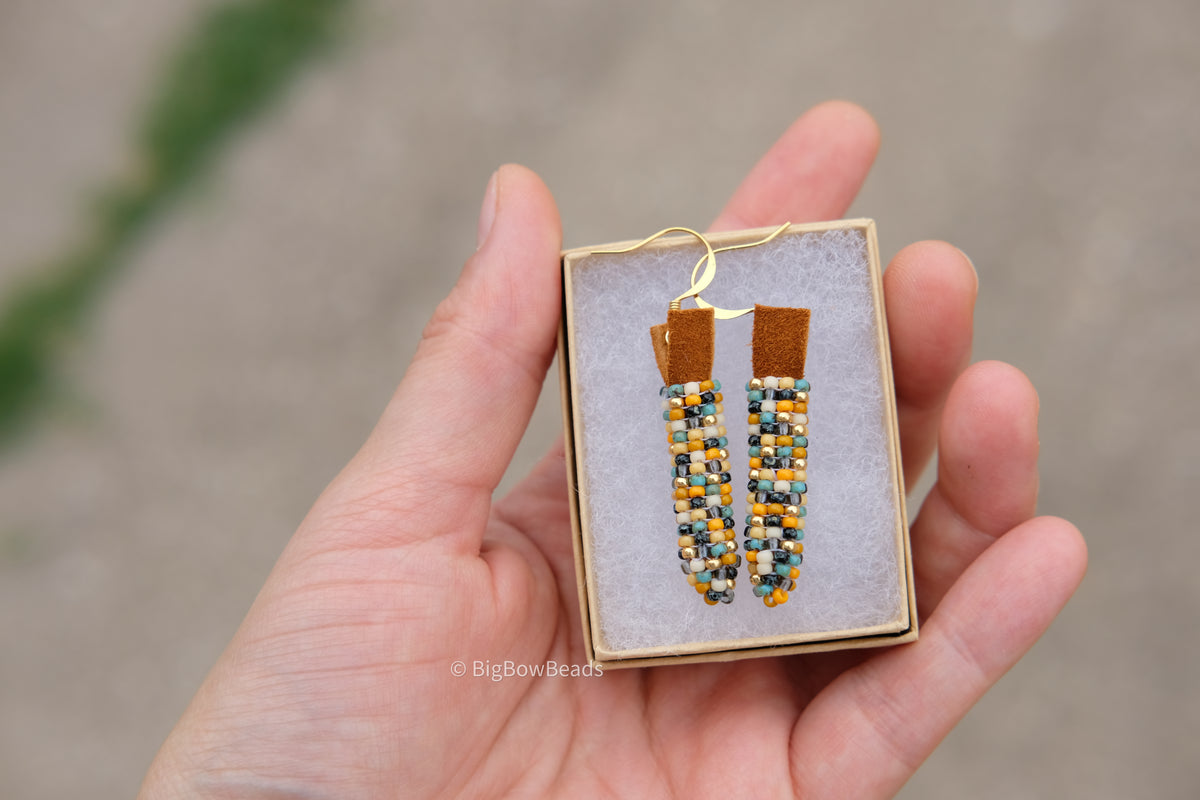 Picasso Turquoise and Black Corn Earrings