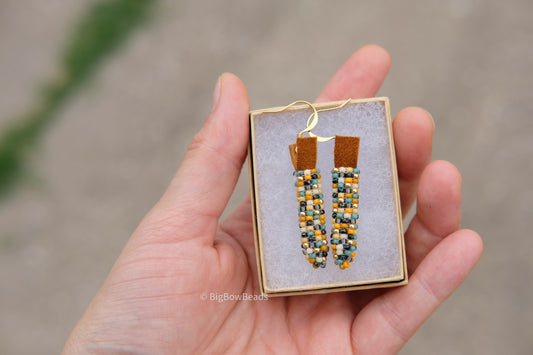 Picasso Turquoise and Black Corn Earrings