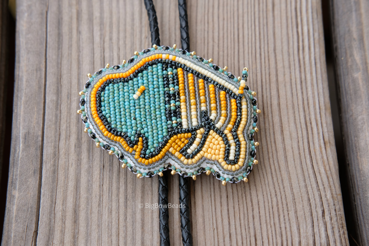 Picasso Turquoise and Black Buffalo Bolo