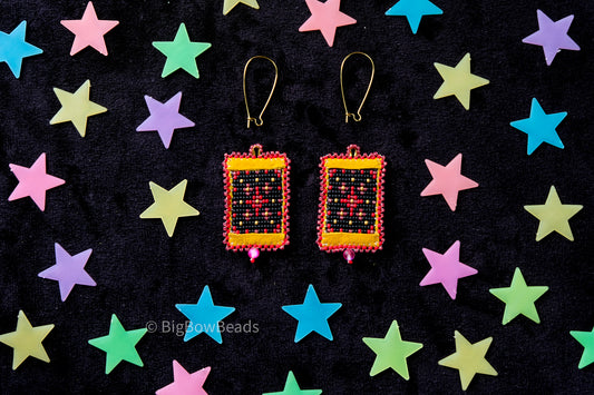 Red Woven Stars Earrings