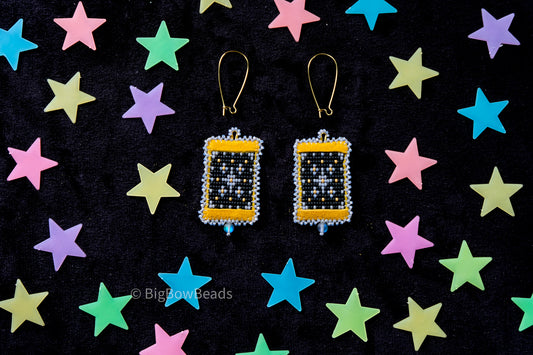 Gray Woven Stars Earrings