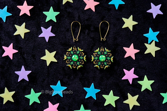 Green Galaxy Earrings