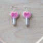 Pink Lollipop Candy Heart Earrings