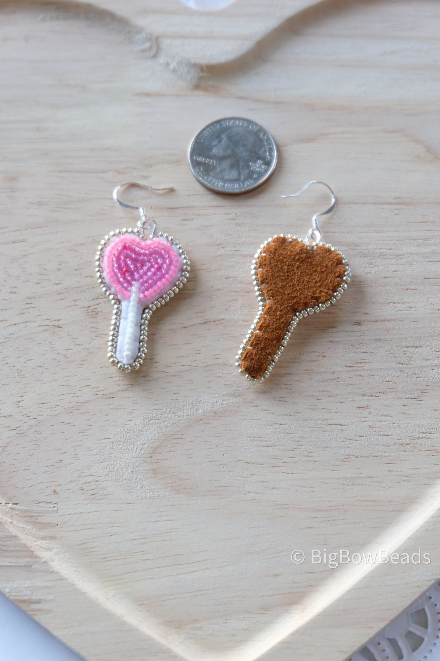 Pink Lollipop Candy Heart Earrings