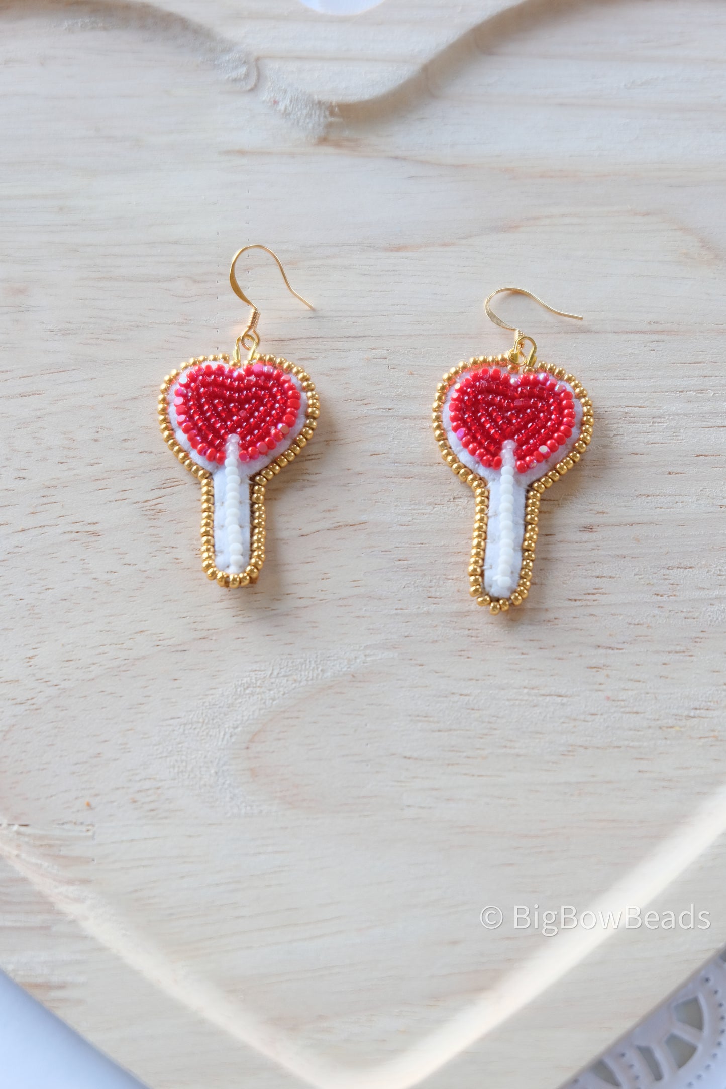 Red Lollipop Candy Heart Earrings