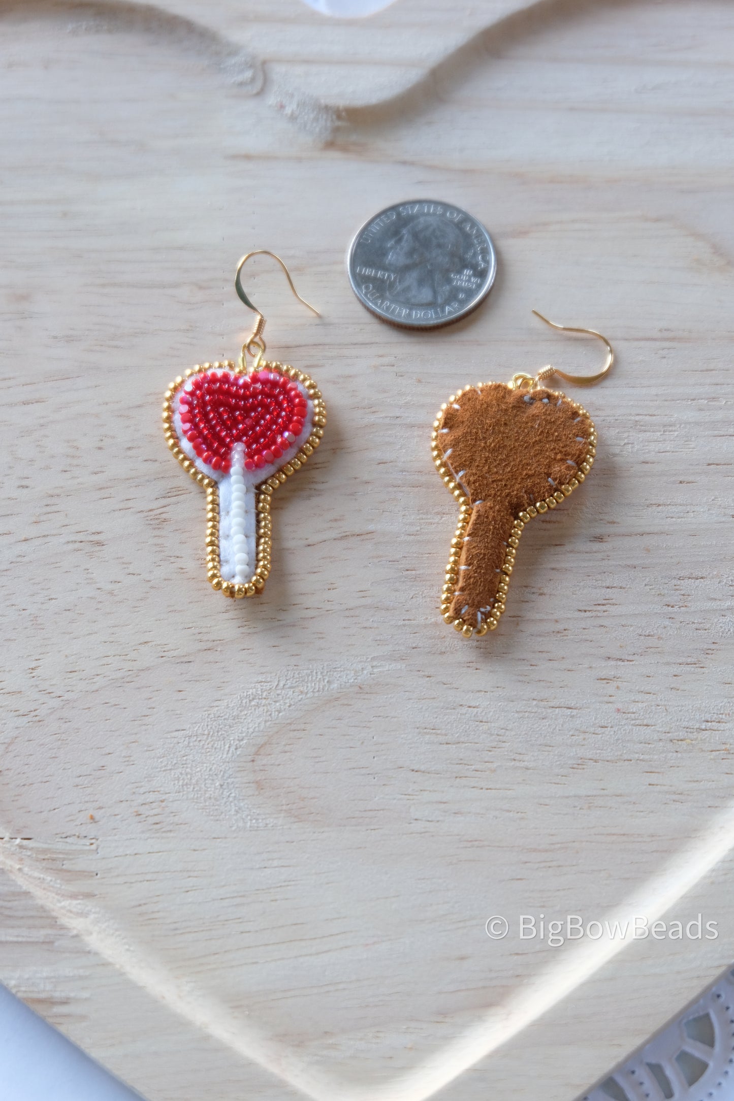 Red Lollipop Candy Heart Earrings