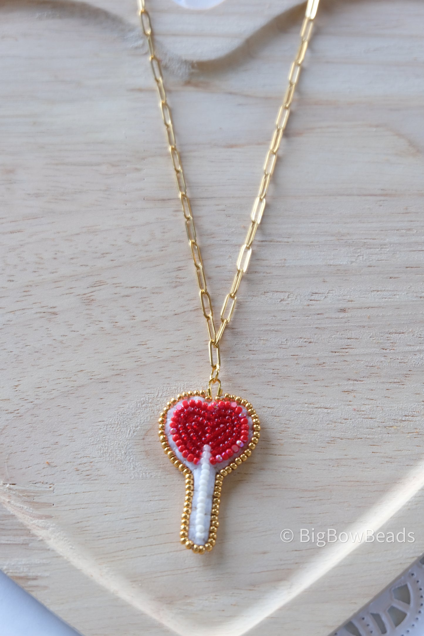 Red Lollipop Candy Heart Necklace