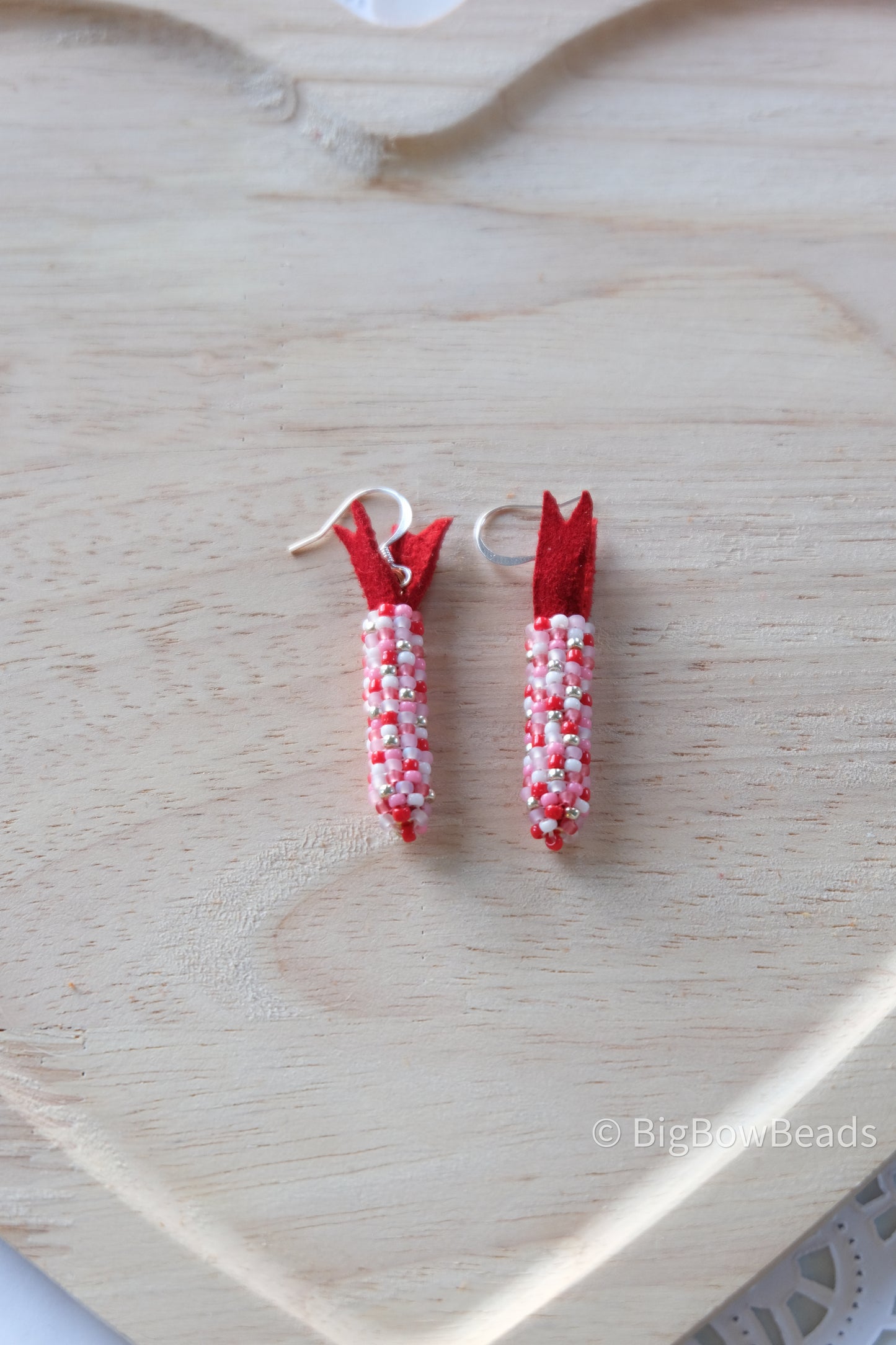 White Valentine's Mini Corn Earrings