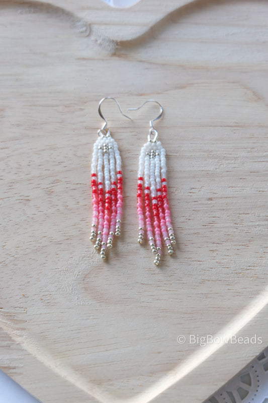 White Valentine's Mini Fringe Earrings