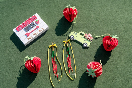 Yellow Bow Strawberry Fringe earrings