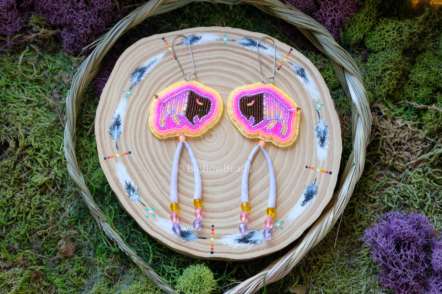 Neon Sunset Buffalo Earrings