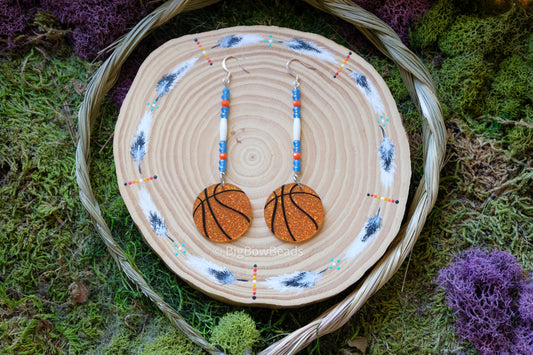Basketball Bone and Glass Earrings