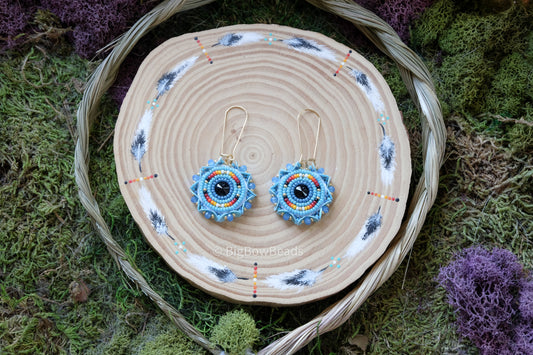 Blue and Fire Sequin earrings