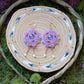 Purple and Fire Circle Bow Earrings