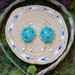 Aqua Teal and Fire Circle Bow Earrings