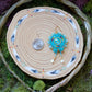 Aqua Teal and Fire Circle Bow Earrings