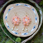 Peach and Fire Circle Bow Earrings