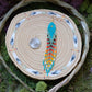 Aqua Teal Feathered Fire Fringe Earrings
