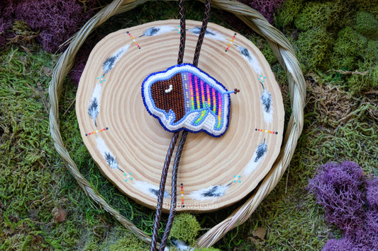 Neon Blue Buffalo Bolo Tie