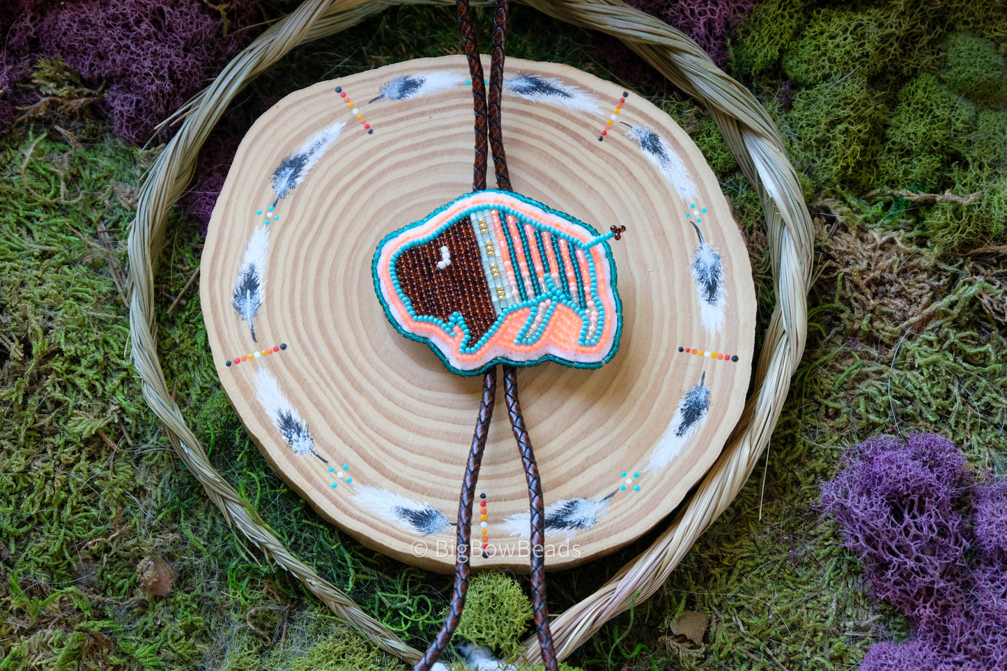Neon Teal Buffalo Bolo Tie
