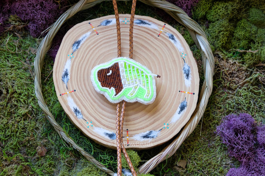 Neon Green Buffalo Bolo Tie
