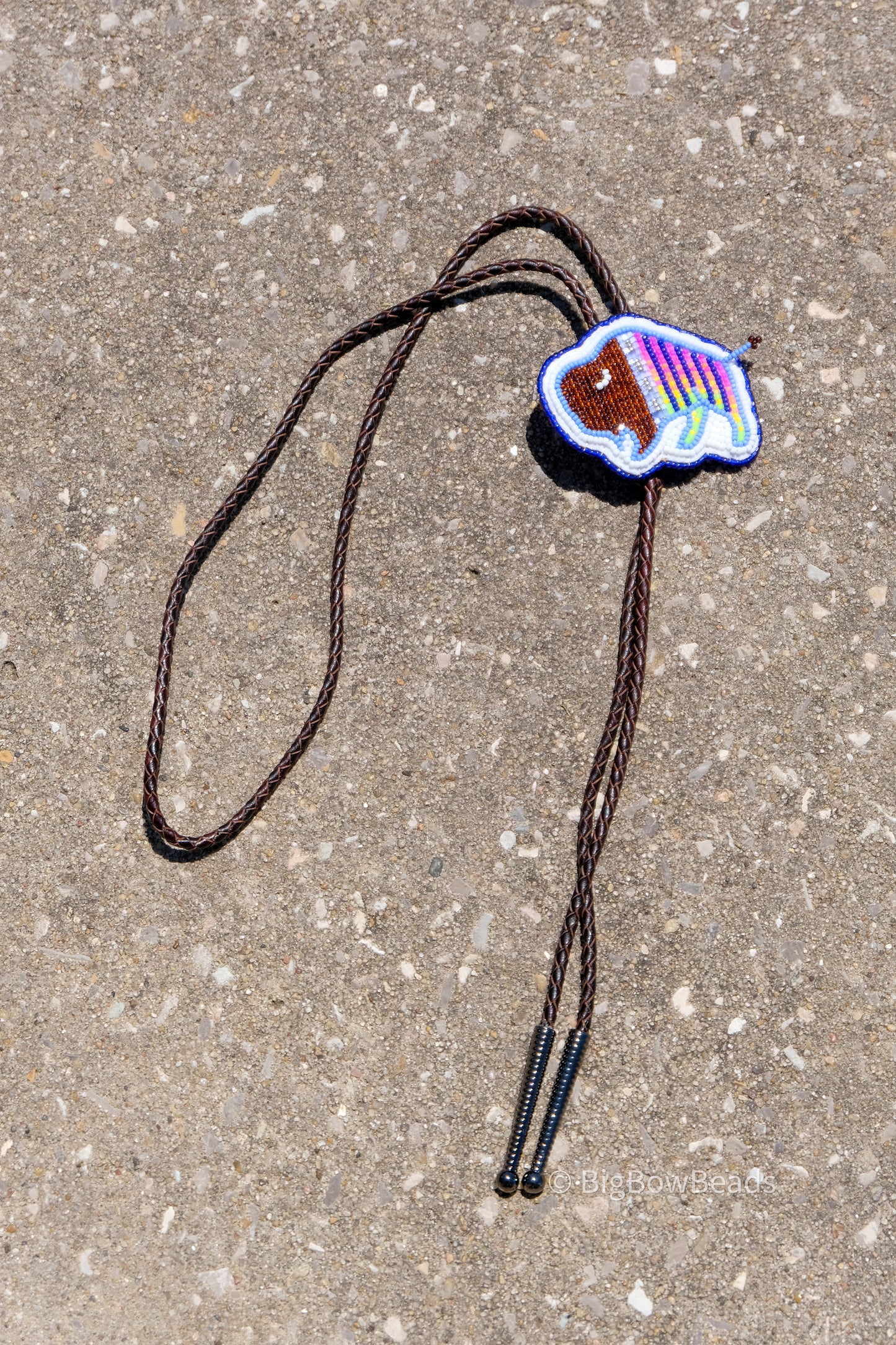 Neon Blue Buffalo Bolo Tie