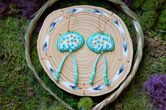 Floral Green Buffalo Earrings