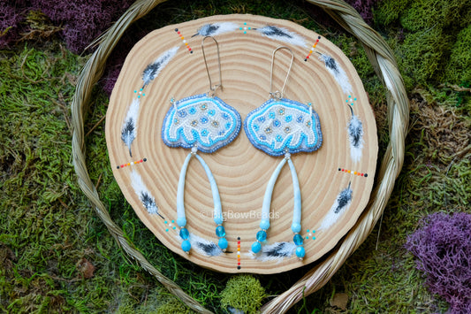 Floral Blue Buffalo Earrings