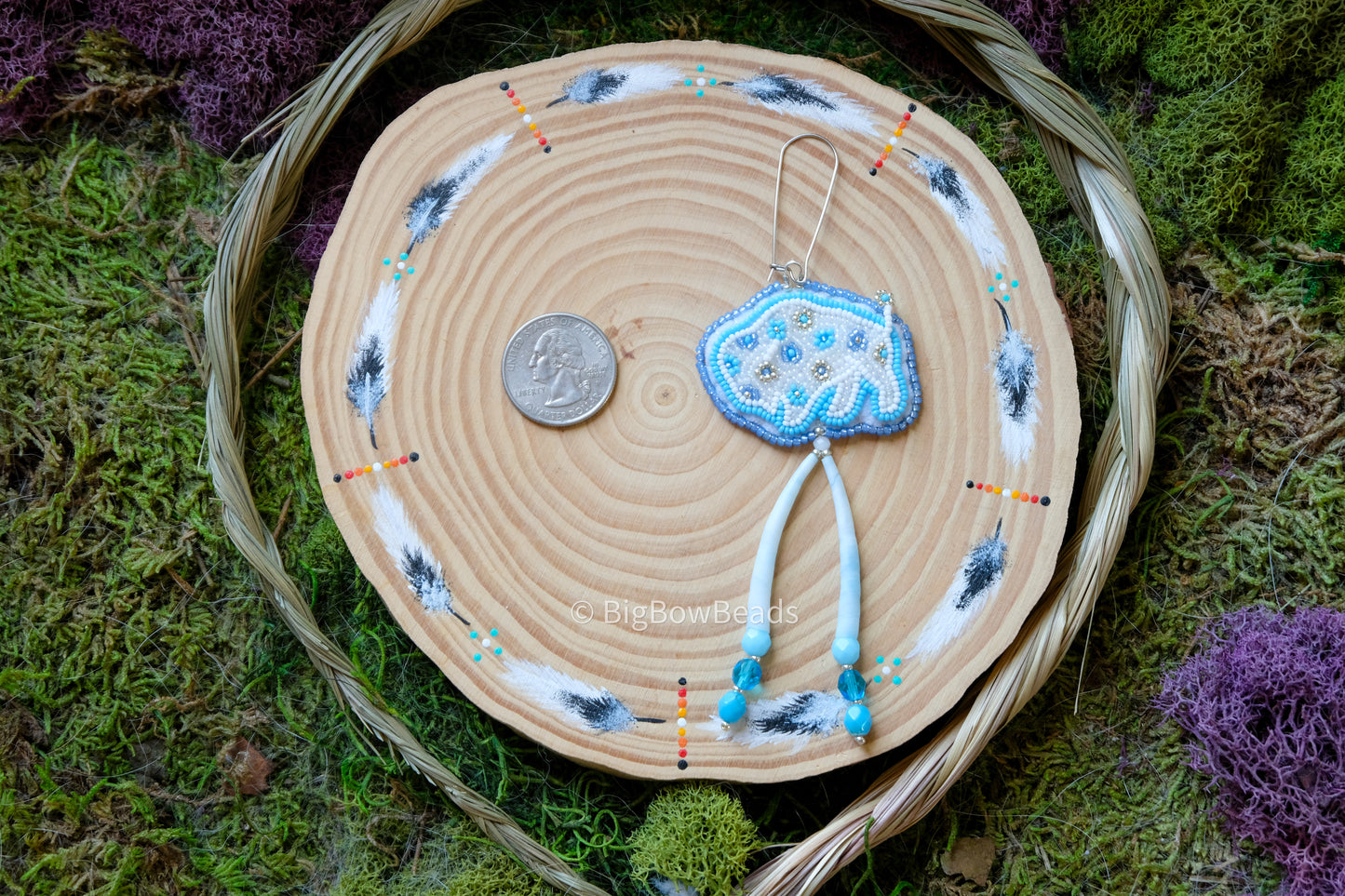 Floral Blue Buffalo Earrings