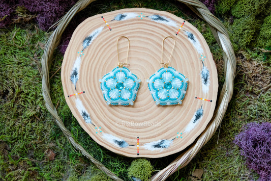 Aqua Flower Earrings