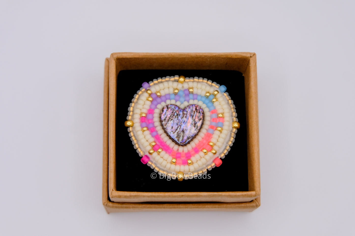 Neon Abalone Heart Ring