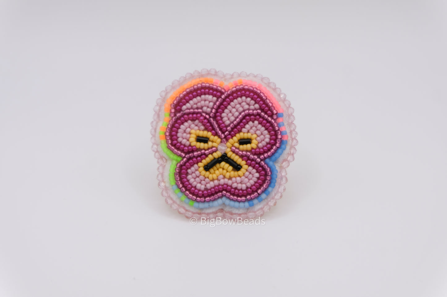 Neon Pansy Flower Ring