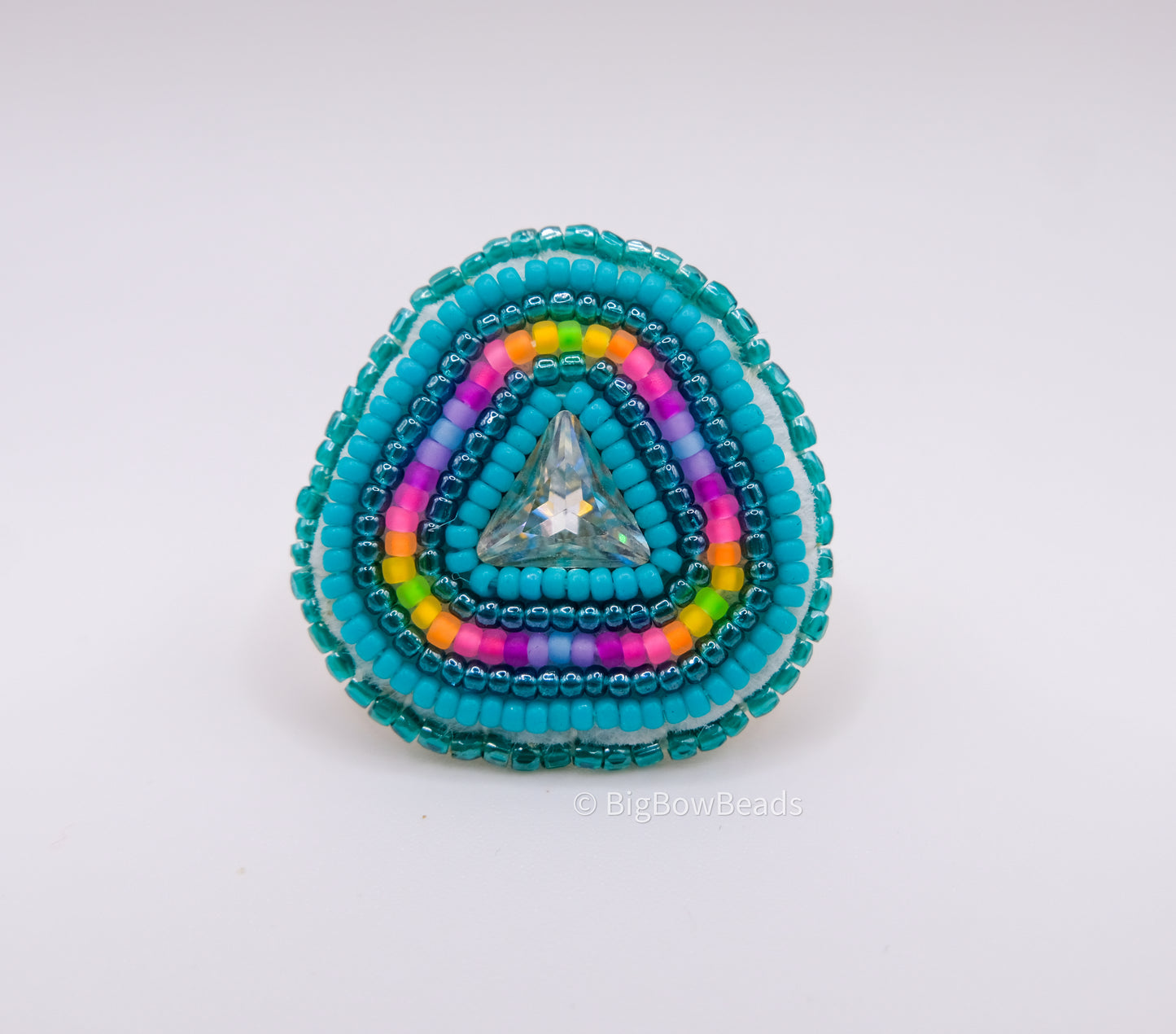 Neon Teal Triangle Ring