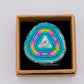 Neon Teal Triangle Ring