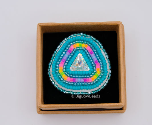 Neon Teal Triangle Ring
