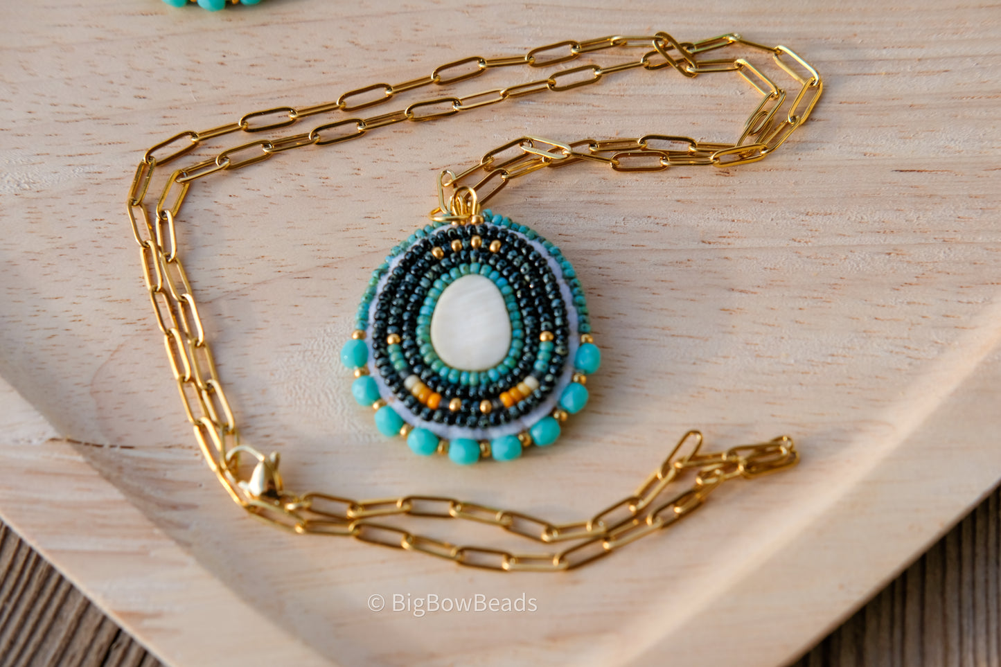 Picasso Turquoise and Black Deer Antler Earring and Necklace Set