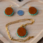 Picasso Turquoise and Black Deer Antler Earring and Necklace Set