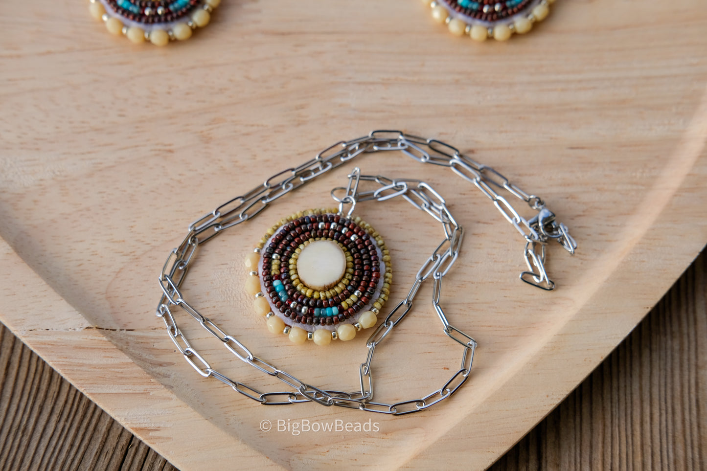 Picasso Yellow and Red Deer Antler Earring and Necklace Set