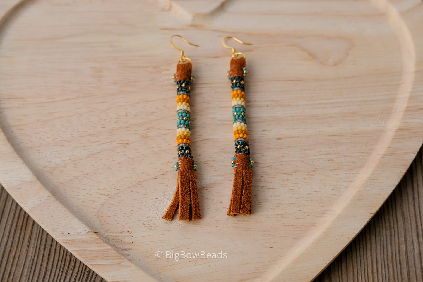 Picasso Turquoise and Black Buffalo Tail Earrings
