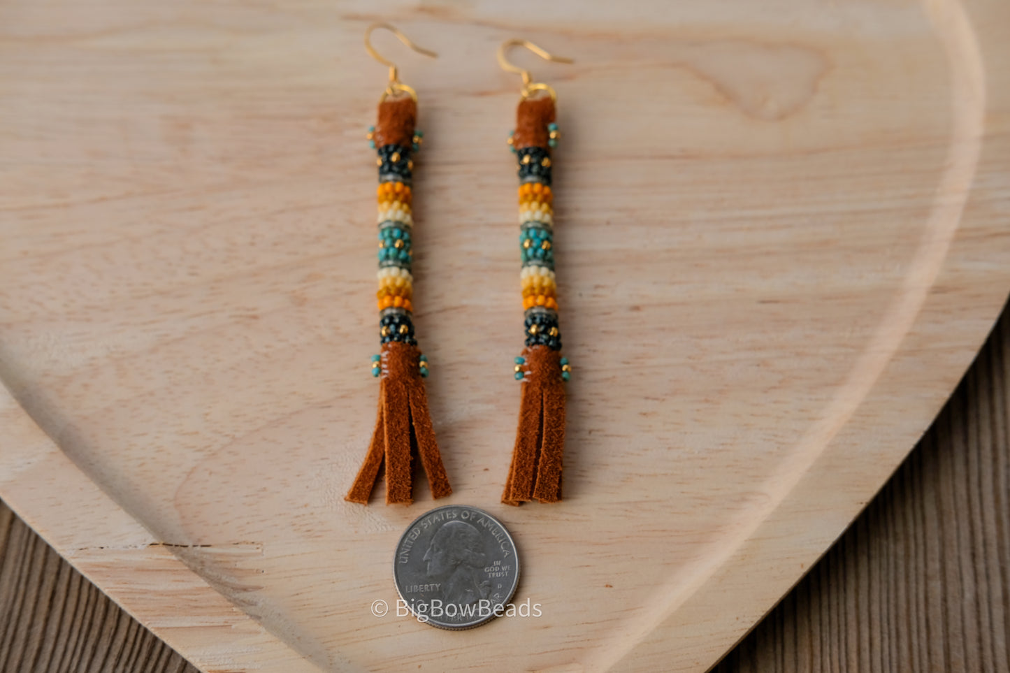 Picasso Turquoise and Black Buffalo Tail Earrings