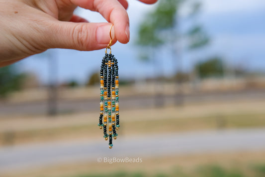 Picasso Turquoise and Black Mini Fringe Earrings