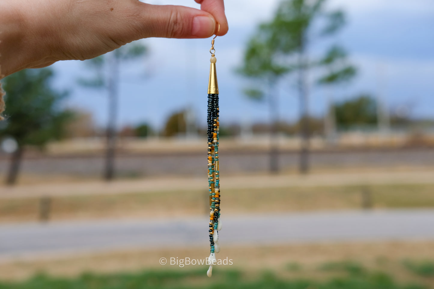 Picasso Turquoise and Black Cone Fringe Earrings