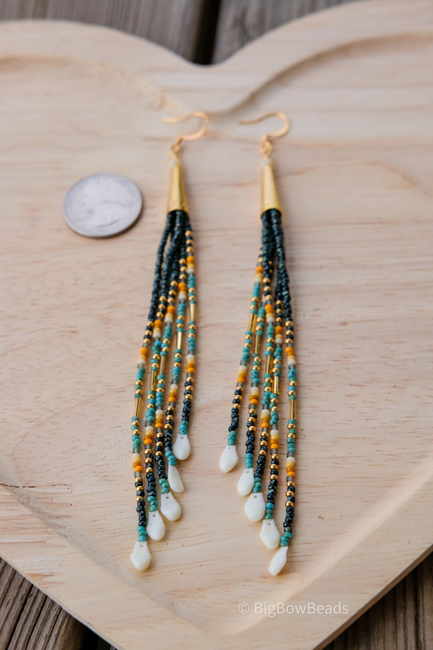 Picasso Turquoise and Black Cone Fringe Earrings
