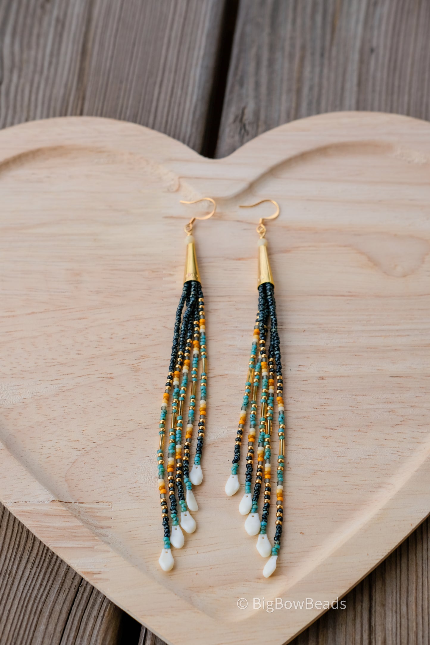 Picasso Turquoise and Black Cone Fringe Earrings