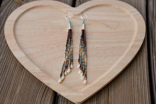 Picasso Yellow and Red Cone Fringe Earrings