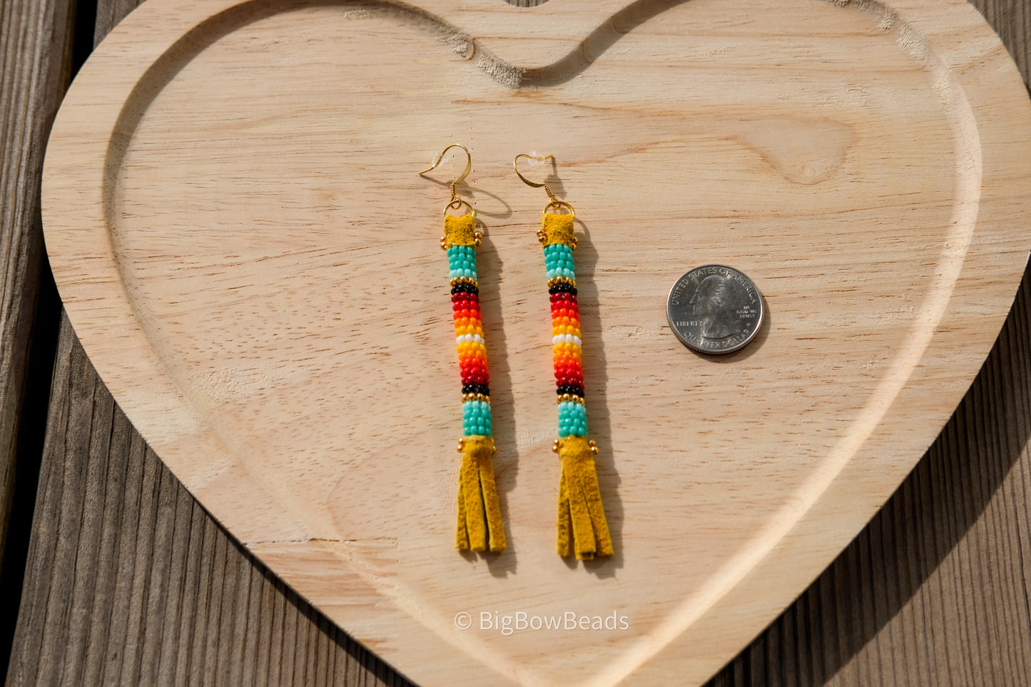 Turquoise and Fire Buffalo Tail Earrings