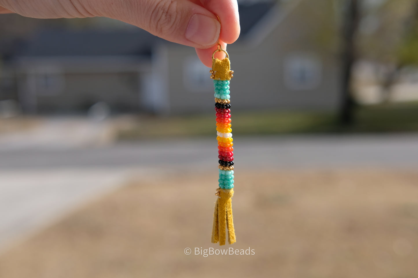 Turquoise and Fire Buffalo Tail Earrings