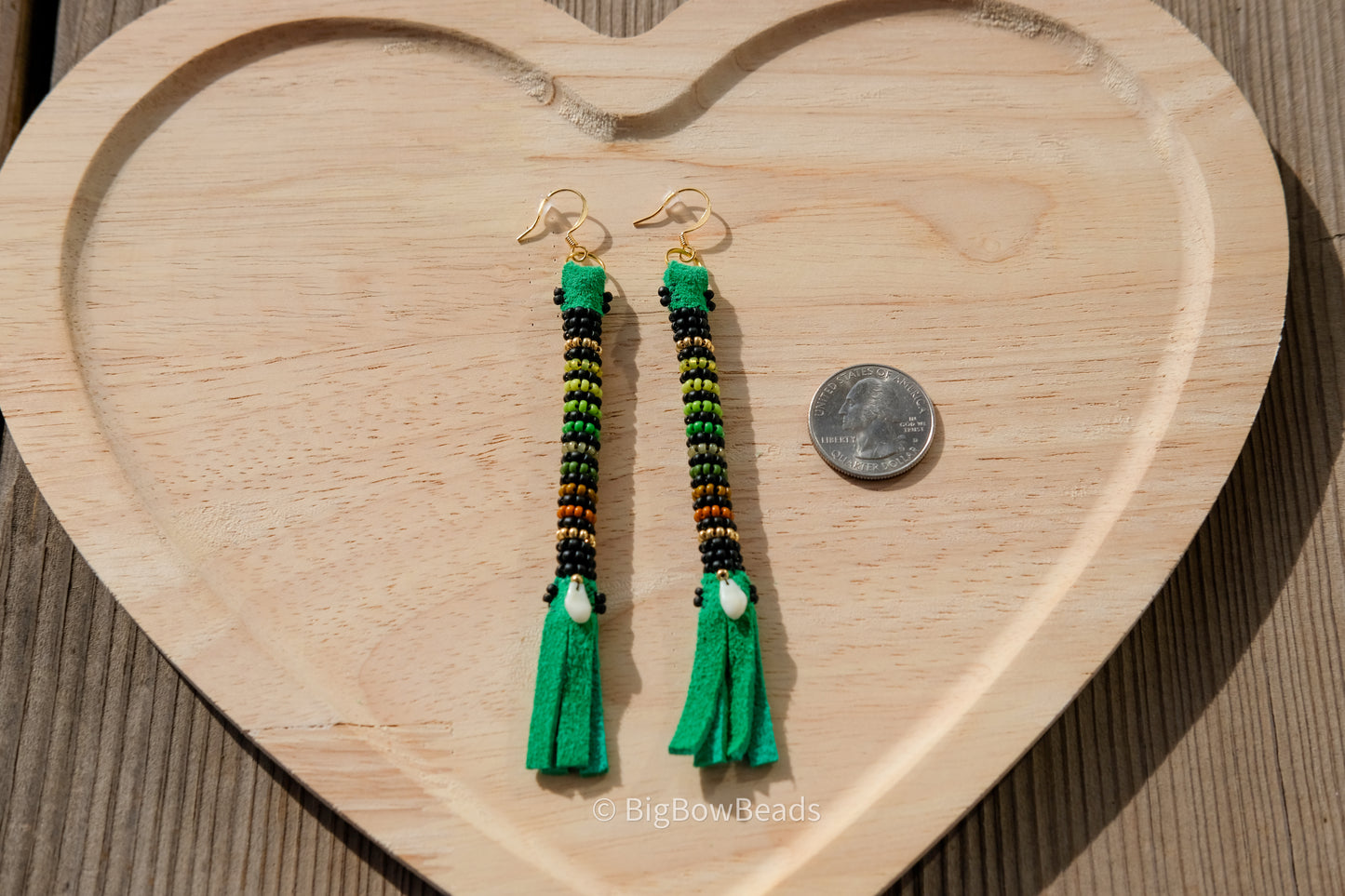 Green Buffalo Tail Earrings