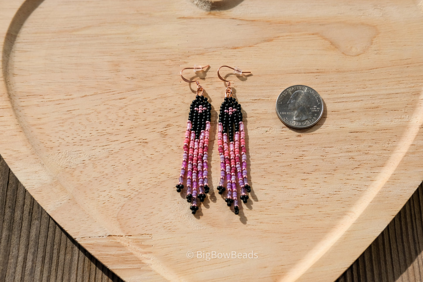 Black and Pink Mini Fringe Earrings