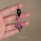 Black and Pink Mini Fringe Earrings